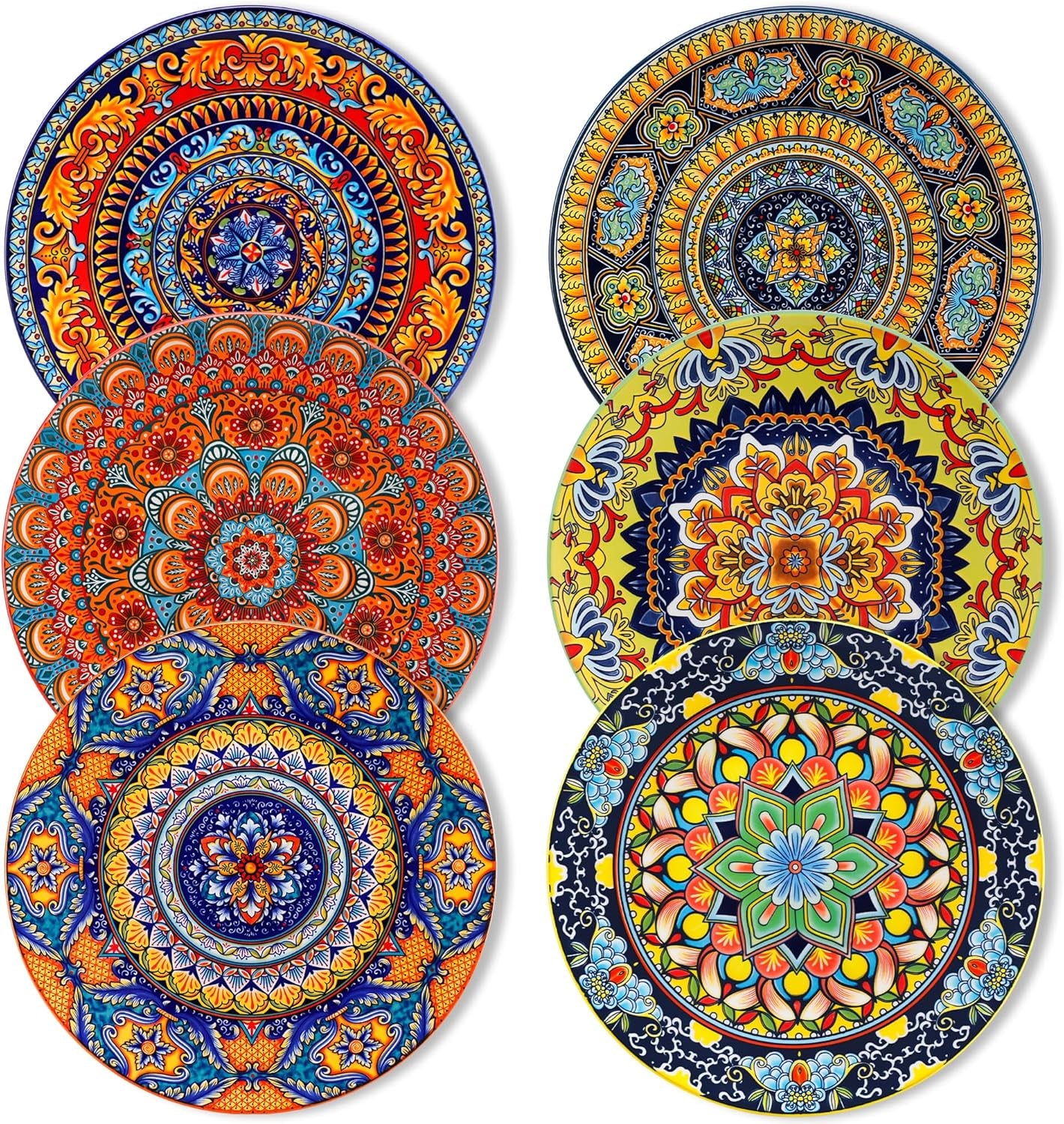 Service d'assiettes pour 6 personnes, service d'assiettes vancasso KRVI pour 6 personnes, service d'assiettes Ø 27 cm, passe au lave-vaisselle et au micro-ondes, assiettes à pâtes, assiettes à petit-déjeuner, assiettes à gâteaux