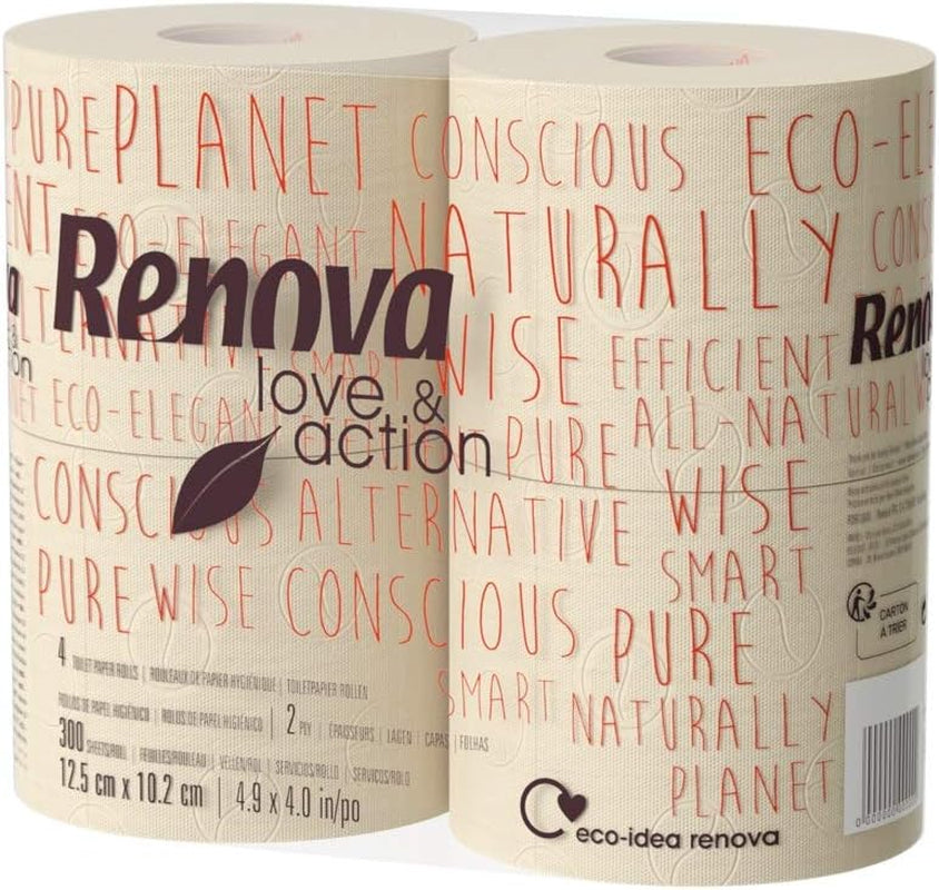 Hârtie igienică Renova Eco Love & Action, 4 bucăți