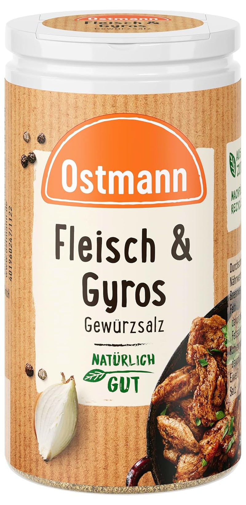 Ostmann Gewürze - Fleisch & Gyros Gewürzsalz | Pikantes Gewürz mit Mediterraner Note pour les grillades et les grillades Fleisch | Mit praktischem Streuaufsatz | 50 g dans une passoire