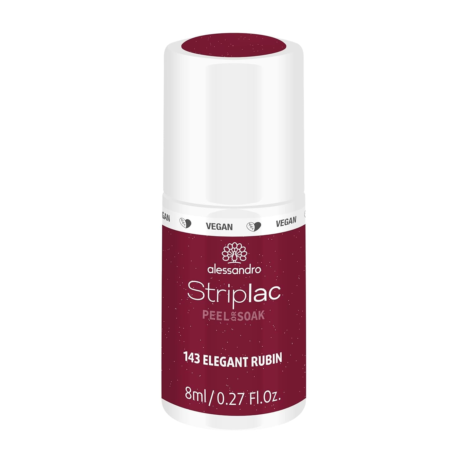 Vernis à ongles UV alessandro Striplac Elegant Ruby - Délicat et longue tenue - S'enlève facilement grâce à la technologie peel-off - Vegan et cruelty-free - 8 ml