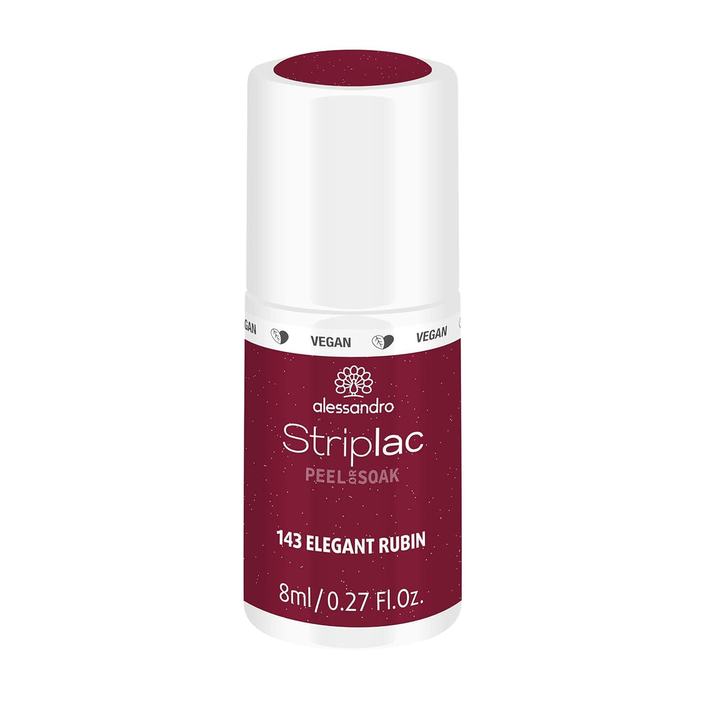Vernis à ongles UV alessandro Striplac Elegant Ruby - Délicat et longue tenue - S'enlève facilement grâce à la technologie peel-off - Vegan et cruelty-free - 8 ml