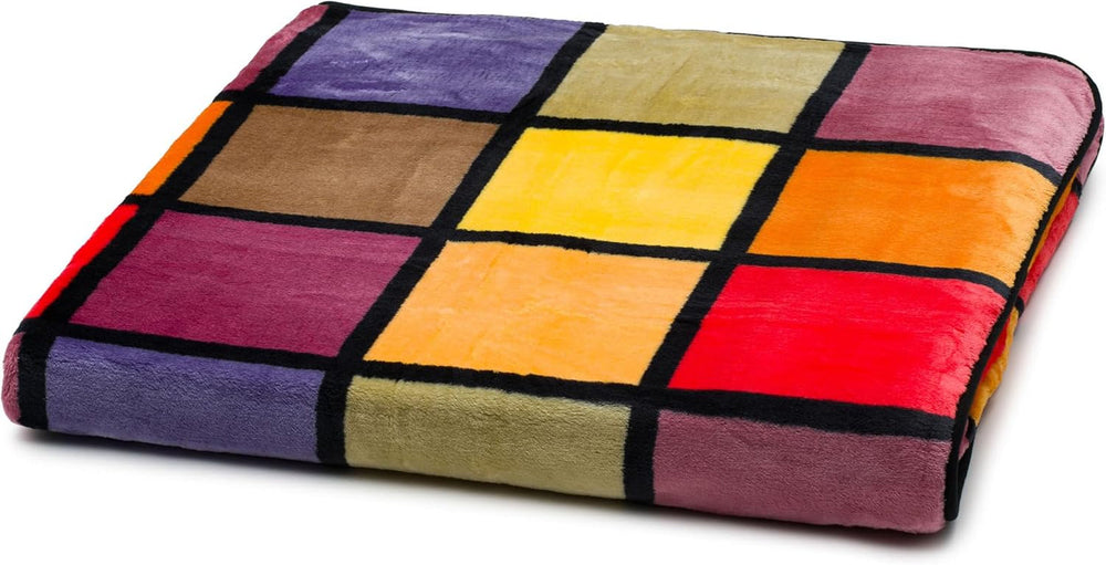 Gözze - Couverture douce et confortable, toucher cachemire, grammage du tissu lourd 500 G/M², Antigua, 150 X 200 Cm - Moutarde/Noir/Blanc Besuche den Gözze-Store Lits et Couvertures Orange/Rouge/Jaune
