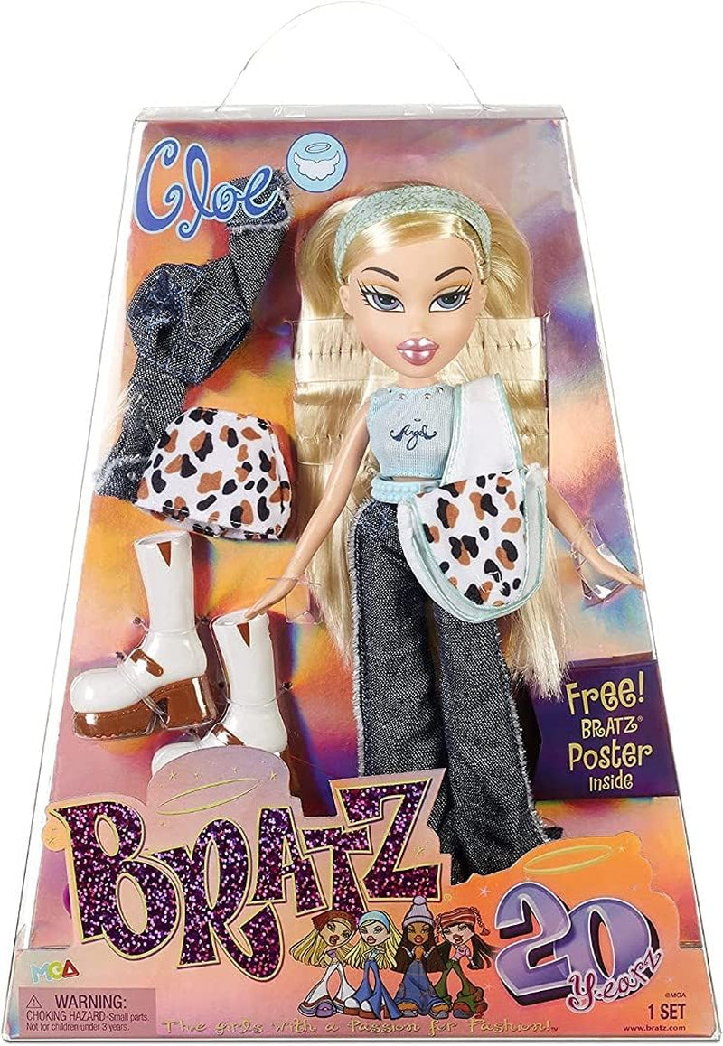 Bratz 20 Special Edition Modepuppe Cameron-Holografische Verpackung & Poster-Sammelpuppe-20 Yearz Motiv, Fan-Liebling Neuauflage von 2001-Mit 2 Outfits, Schuhen, Tasche & Mehr