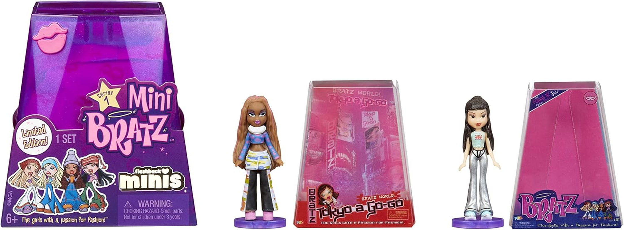 Poupées Bratz Miniverse MGA's Y2K Nostalgia Flashback Minis en édition limitée – PACK SURPRISE – 2 mini poupées Bratz et vitrine – Excellent cadeau pour les enfants et les collectionneurs de 6 ans et plus