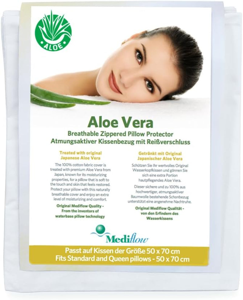 Taie d'oreiller Mediflow aloe vera, protège oreiller, coton, blanc, 40 X 80 cm Naty Shop oreillers standards 50 X 70 Cm