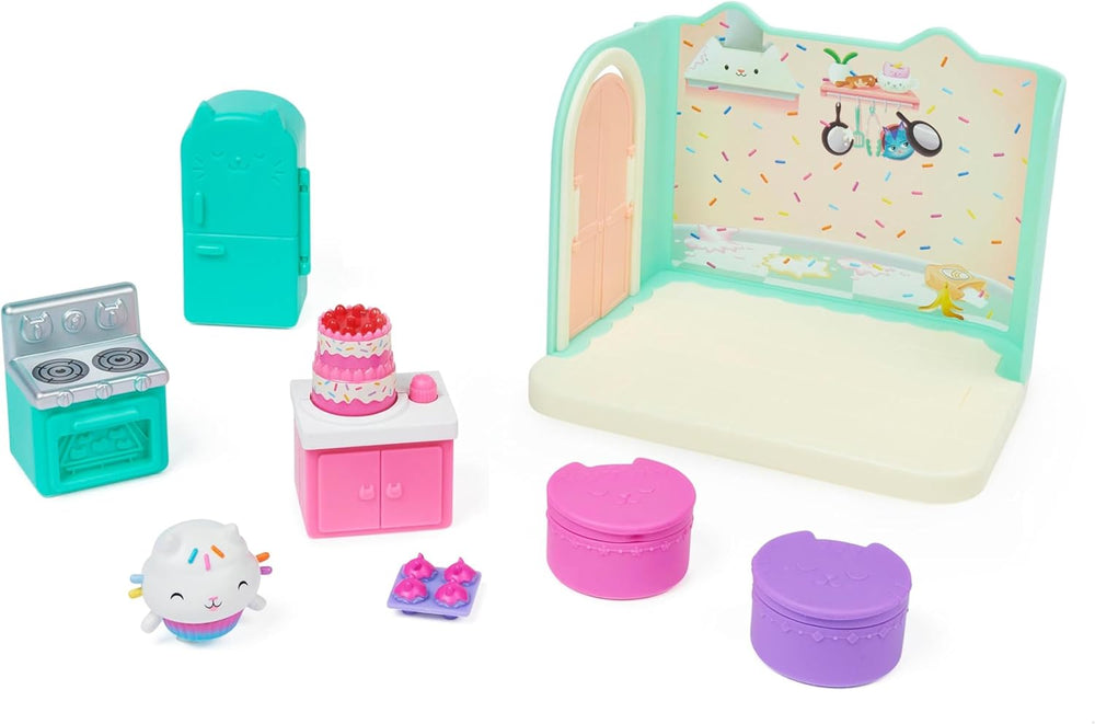 Gabby's Dollhouse Deluxe Room, salle pour chat, meubles et 2 boîtes surprises avec accessoires thématiques, convient aux 3 ans et plus