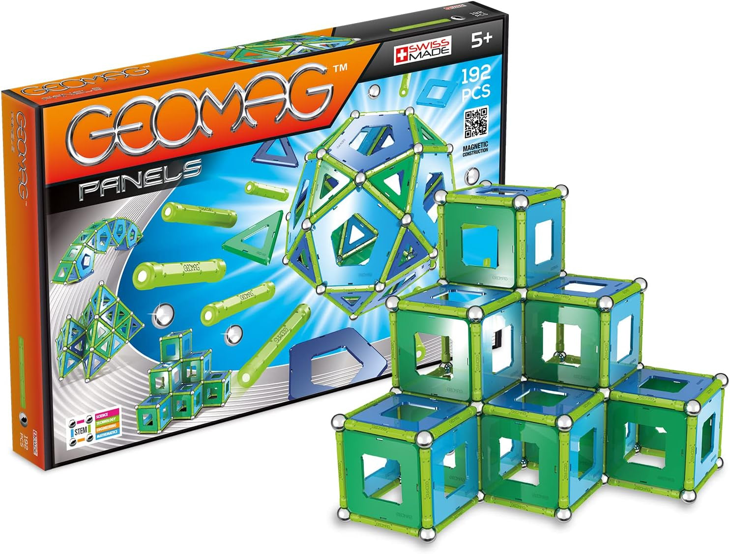 Geomag Classic Panels 192 pièces Jeux magnétiques pour enfants, enfants et filles à partir de 5 6 7 8 9 10 11 12 13 ans, constructions magnétiques, jeux pour enfants