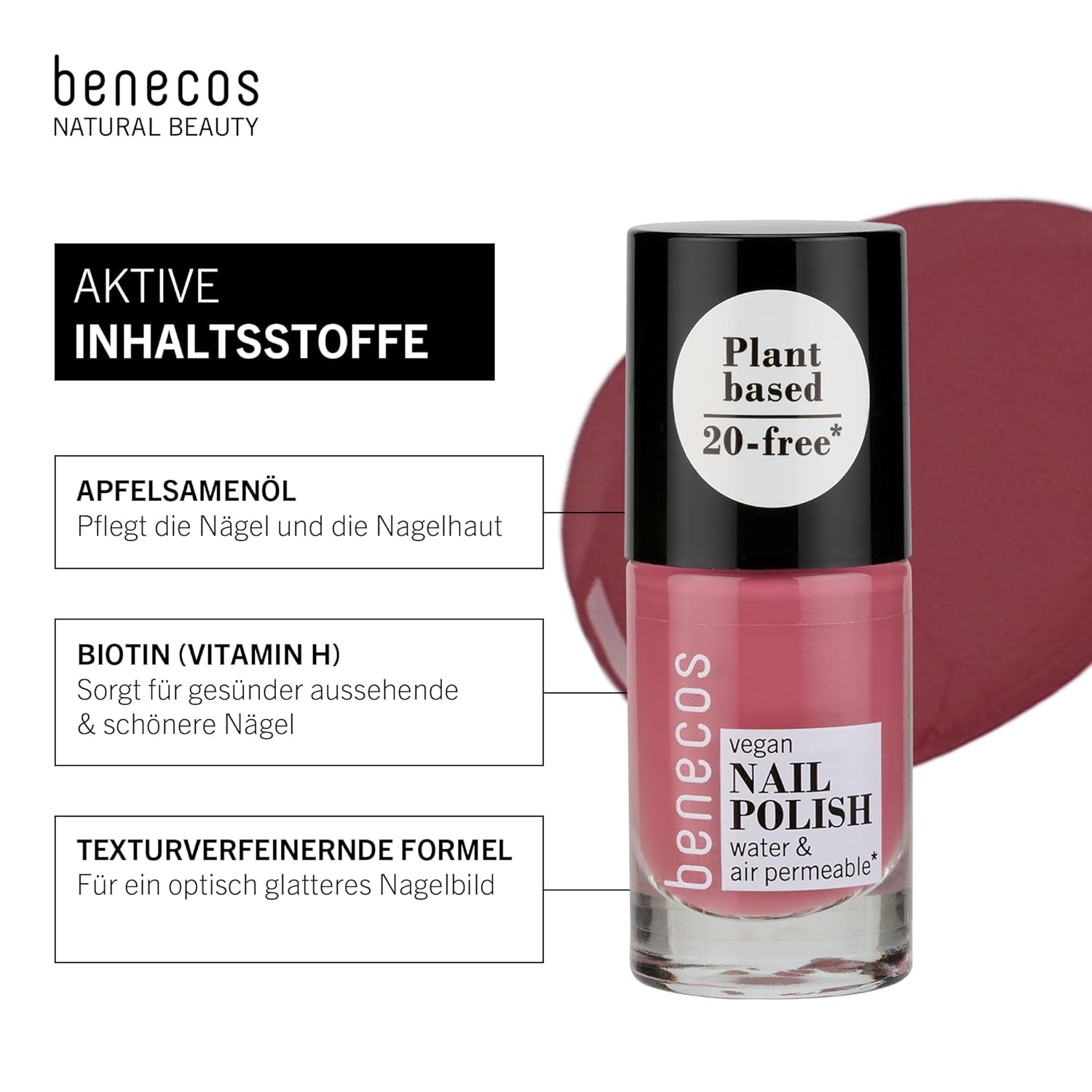 Benecos Vernis à ongles végétalien mystérieux 20 gratuits – Vernis à ongles à base de plantes – Séchage rapide longue durée – Perméable à l'eau – Enrichi en biotine – 5 ml
