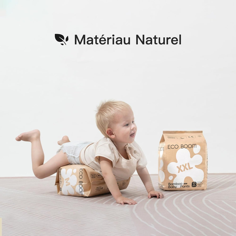 ECO BOOM Couches pour bébé en bambou - Taille 6 (20 kg), Couches pull-up à base de plantes (17 pièces) - Bio de qualité supérieure, sans parfum, respectueuses de la peau, super absorbantes