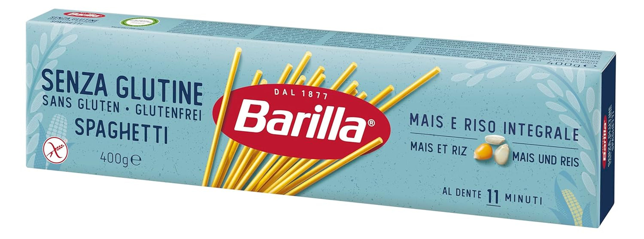 Spaghettis Barilla sans gluten no. 5, délicieux plats de maïs et de riz – parfaits pour les personnes atteintes de la maladie cœliaque ou d'intolérance au gluten 400g