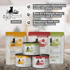catz finefood Senior Collection Katzenfutter nass - Premium Nassfutter für Ihre Senior Katze - getreidefree, ohne Zucker, hoher Fleischanteil, Vitamine & Mineralien (6 x 200g Dose)