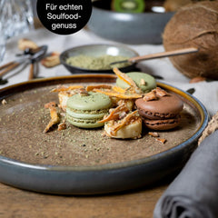 Moritz & Moritz SOLID Service de table en grès 24 pièces pour 6 personnes - Service de table pour 6 personnes composé de 6 assiettes plates, 6 petites assiettes, 6 assiettes plates et 6 tasses avec poignées