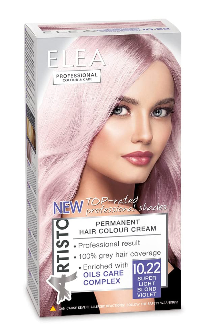 Color & Care Coloration permanente 120 ml, résultat professionnel, couvrant les cheveux gris, enrichie en complexes de soins huileux - Coloration longue durée (10.1 Blond cendré super clair) Teinture Naty Shop 10.22 Blond super clair violet