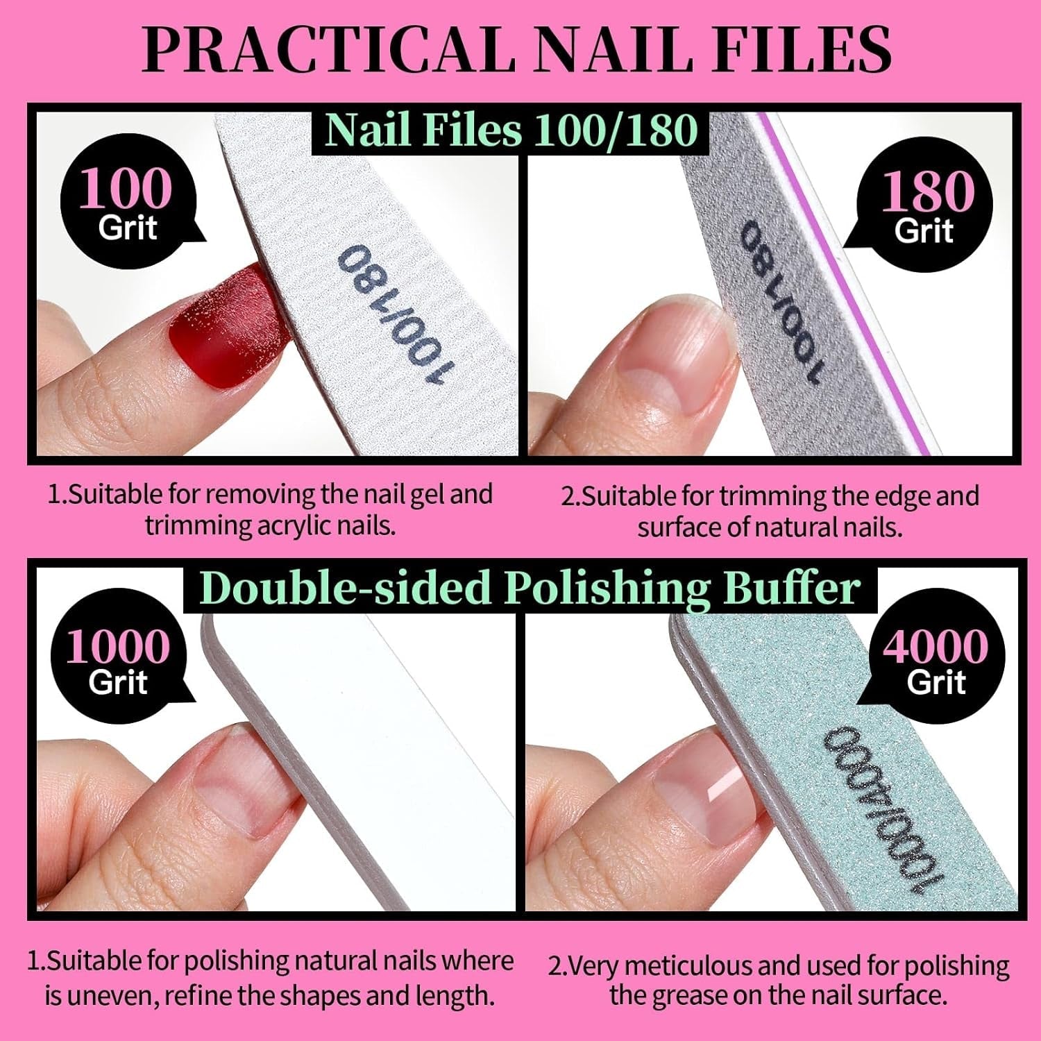FANDAMEI Maniküre Set, Buffer Für Nägel, Nagelfeile 100/180, Nagelfeilen Für Gelnägel, Nagelhautschieber, Buffer Für Gelnägel, Feilen Für Gelnägel, Nagelzange, Nagelfeilen Set, Maniküre & Pediküre Set