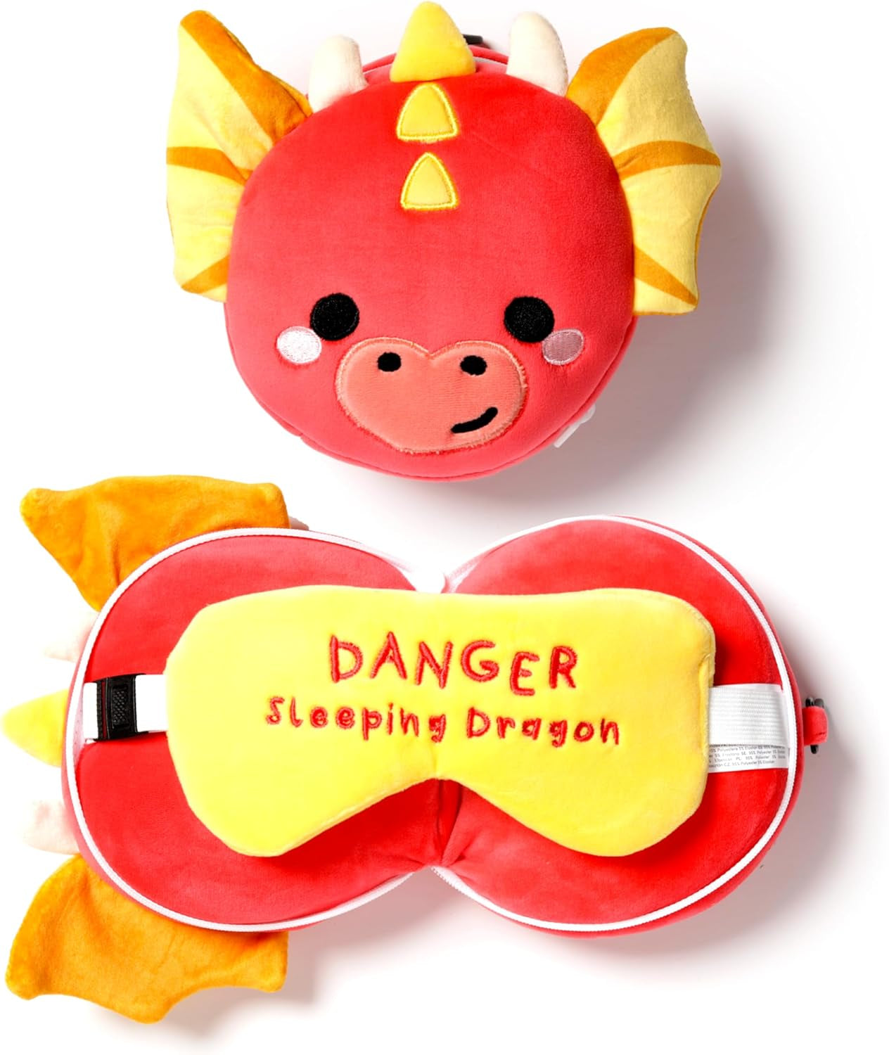 Puckator Relaxeazzz Adoramagics Oreiller de voyage rond en peluche et masque pour les yeux de dragon – Masque de sommeil en peluche pour avion – Oreiller de vol pour enfants et adultes – Masque de sommeil mignon Naty Shop Oreillers de voyage Titre par défaut