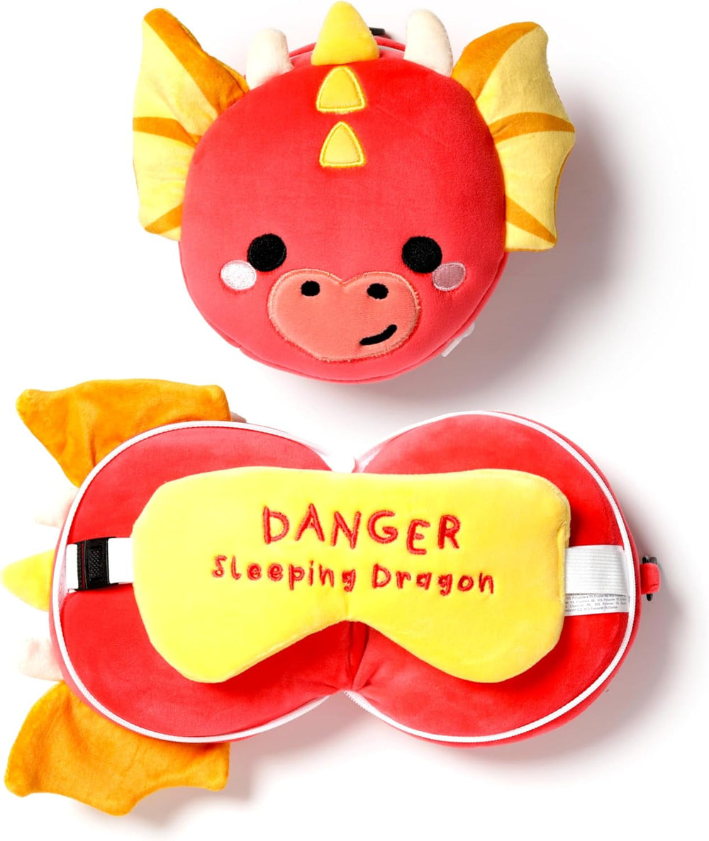 Puckator Relaxeazzz Adoramagics Oreiller de voyage rond en peluche et masque pour les yeux de dragon – Masque de sommeil en peluche pour avion – Oreiller de vol pour enfants et adultes – Masque de sommeil mignon Naty Shop Oreillers de voyage Titre par défaut