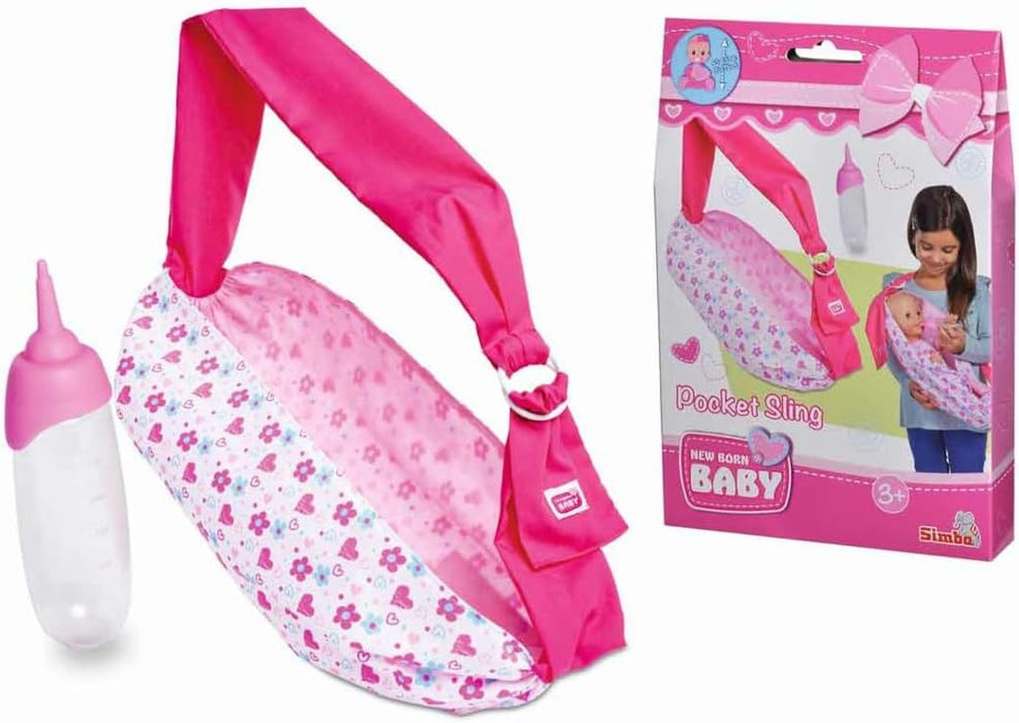 Simba 105560002 Écharpe réglable pour nouveau-né avec sac et biberon pour poupées de 38 à 43 cm, à partir de 3 ans
