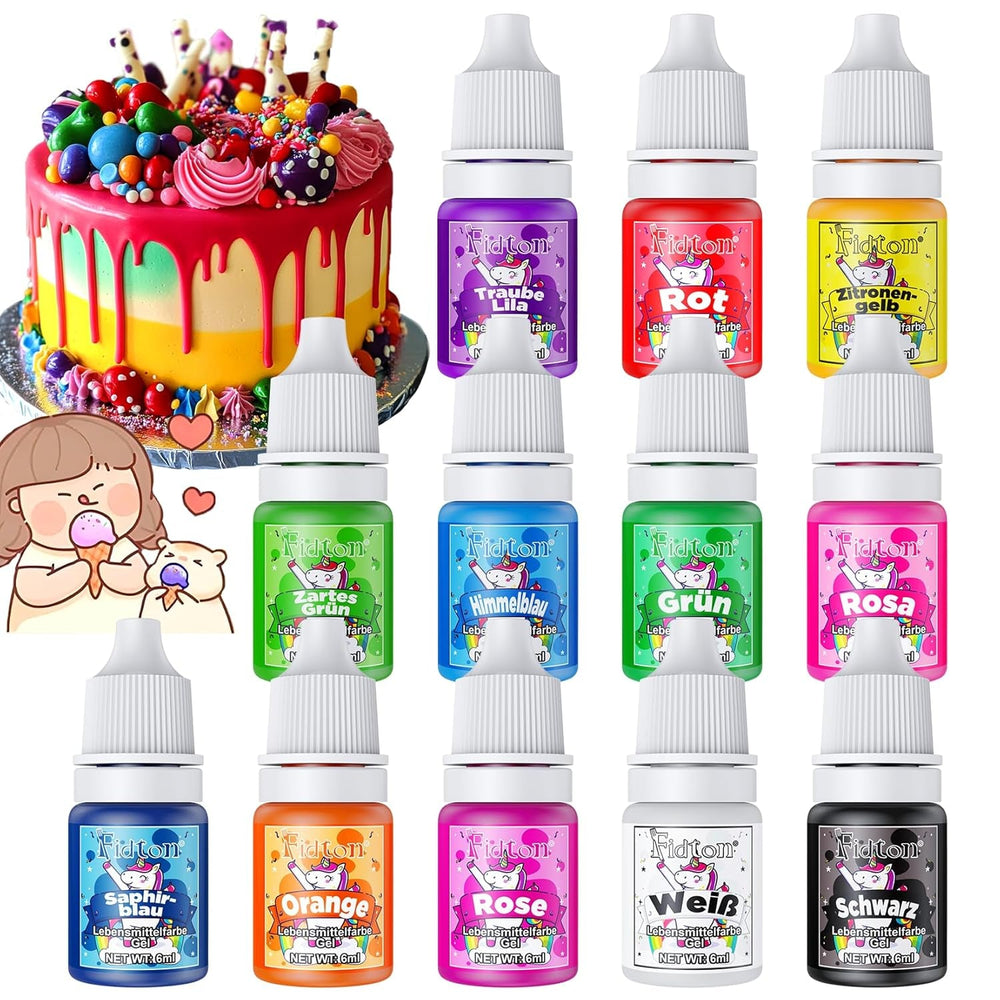 Colorant alimentaire en gel - Fidton 7 couleurs colorant alimentaire hautement concentré, décorations de gâteaux fondants comestibles, colorant alimentaire pour œufs, beignets, macarons - 10 ml