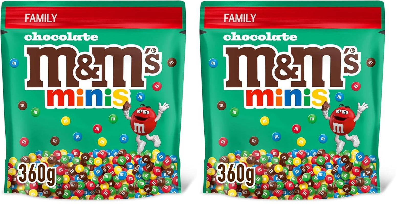 M&M's Chocolate Minis, Chocolat, 1 x 324 g, Lentilles au chocolat (324 g) (Paquet de 2)