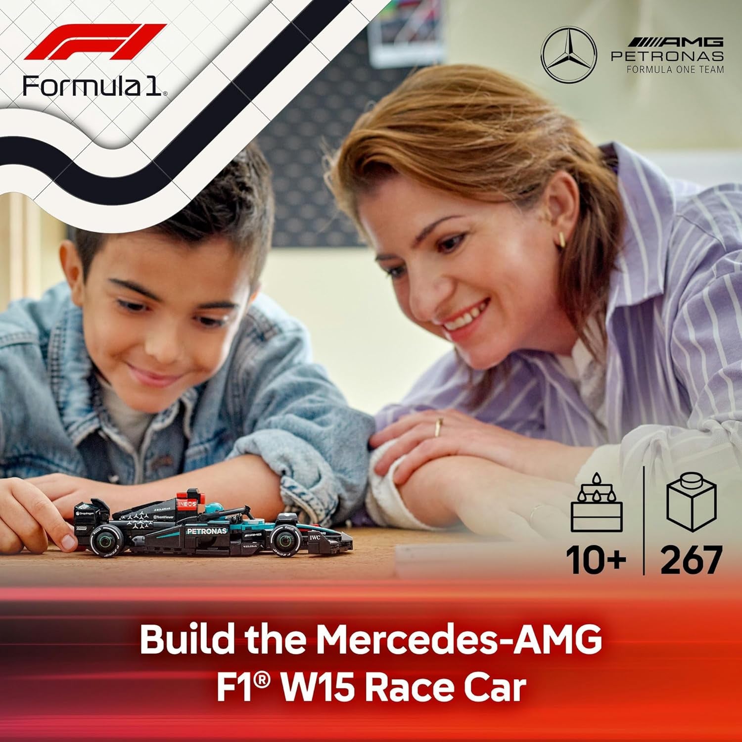 LEGO Speed Champions Mercedes-Amg F1 W15 Race Car - Jouet figurine de Formule 1 - Modèle de voiture à collectionner et à construire - Cadeau pour les garçons et les filles à partir de 10 ans ou les fans adultes 77244 Jeux de construction Besuche den LEGO-Store