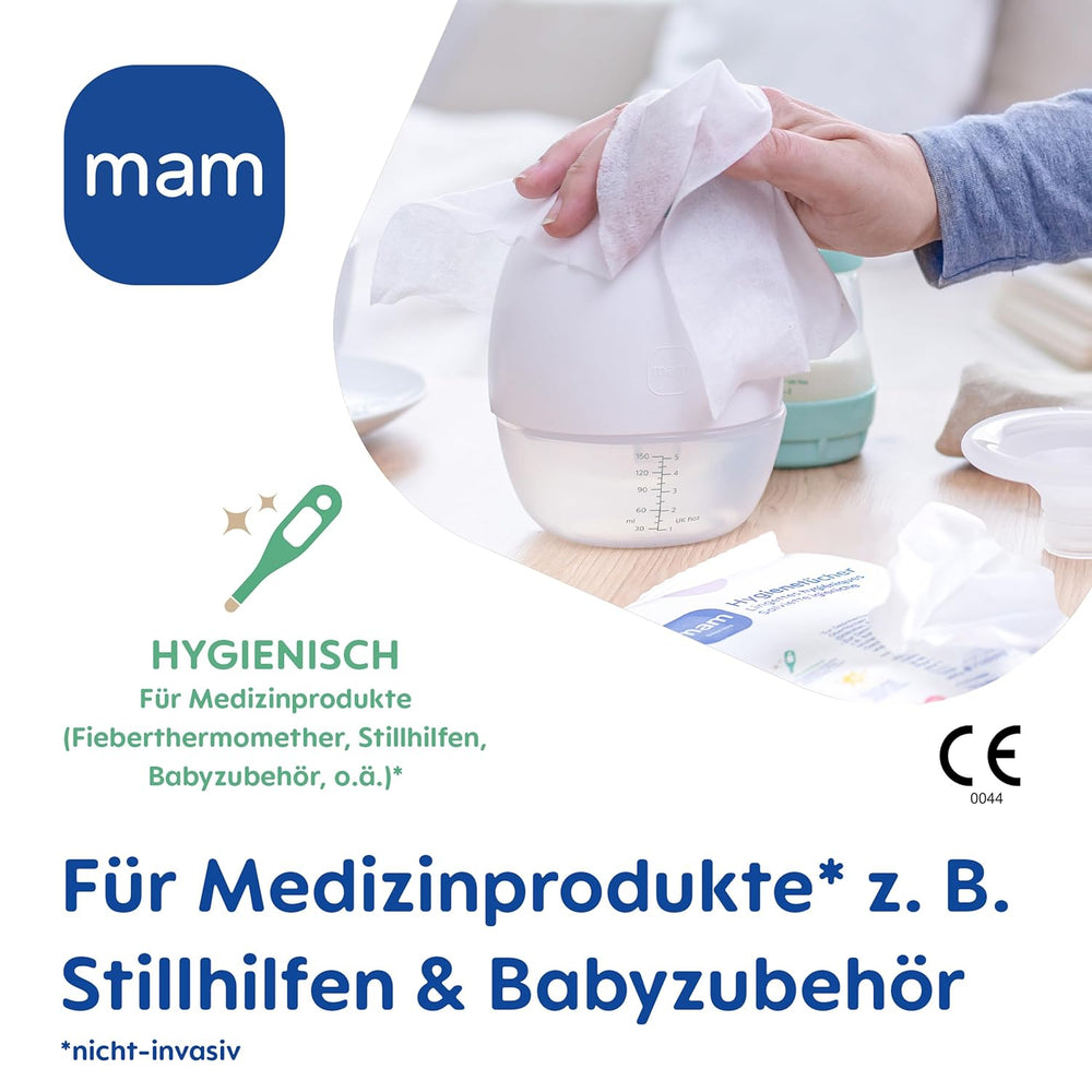 MAM Lot de 3 serviettes hygiéniques (3 x 24 pièces), lingettes nettoyantes pour dispositifs médicaux et accessoires pour bébé, serviettes hygiéniques antibactériennes et anti-virus