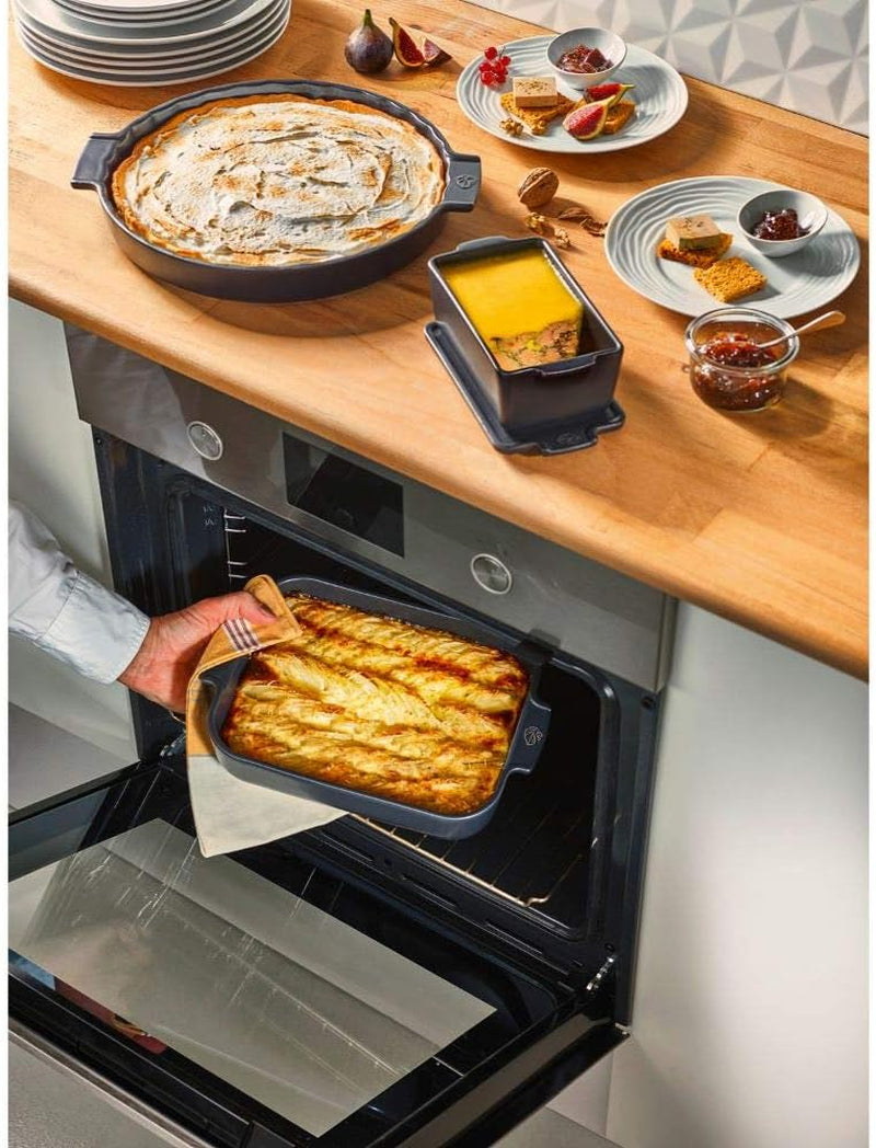 Peugeot Appolia Rechteckige Auflaufform Mit Griffen, Keramik, Schiefer / Grau, 7.2X31X21.7 Cm, Fassungsvermögen: Env. 2 L, 60060 Moules et plaques à pâtisserie Naty Shop
