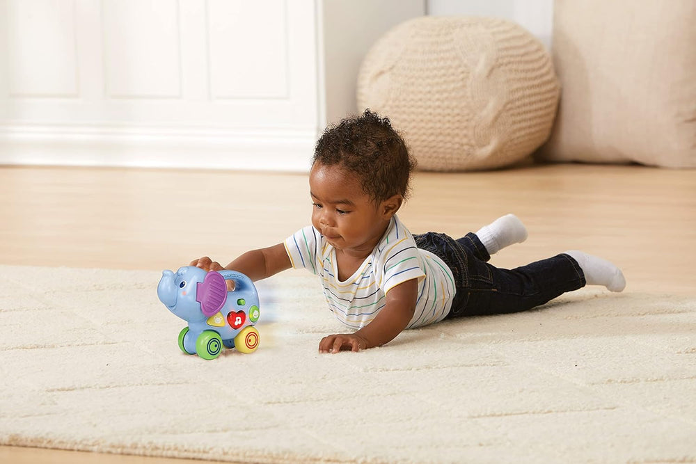 Vtech Baby Little Pushing Elephant - Jucărie interactivă pentru împins și jucat - Cu cântece, melodii, propoziții și sunete - Pentru copii cu vârsta cuprinsă între 6-36 luni Jucarii Bebe Naty Shop