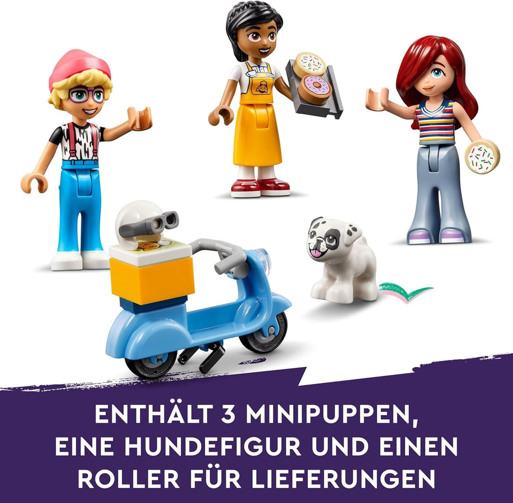 LEGO Friends Heartlake City Café, jouet pour enfants, boulangerie jouet, idée cadeau pour filles et garçons à partir de 6 ans, lot de 3 figurines de jeu et figurine de chien 42618 Jeux de construction Besuche den LEGO-Store