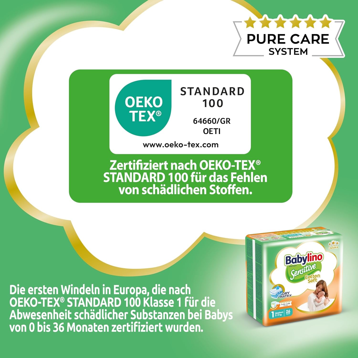 Couches bébé sensibles, taille 1, nouveau-né (2-5 kg), 26 pièces