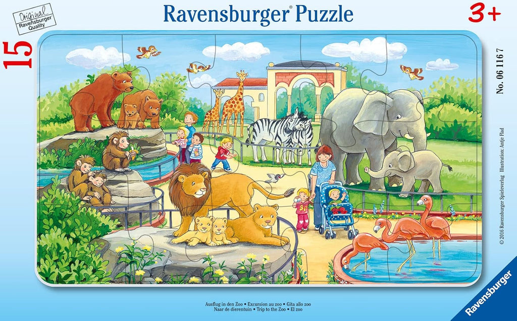 Ravensburger puzzle pentru copii - 06116 Excursie la grădina zoologică - Cadru puzzle pentru copii cu vârsta de 3 ani și peste, cu 15 piese Puzzle Naty Shop Singur