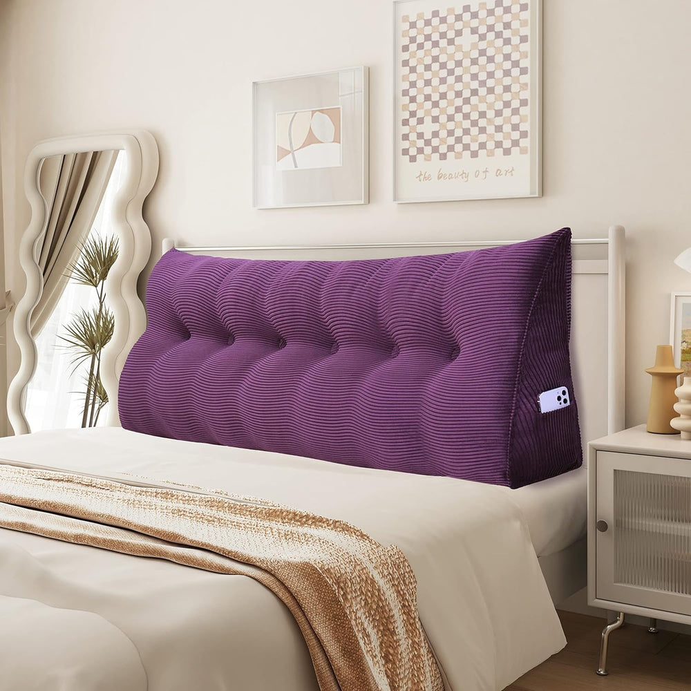 Pernă Johnear cu pană, pernă de citit pentru pat și canapea, pernă pentru spătar, pernă pentru tăblie, pernă lombară triunghiulară mare (gri, 45 cm)