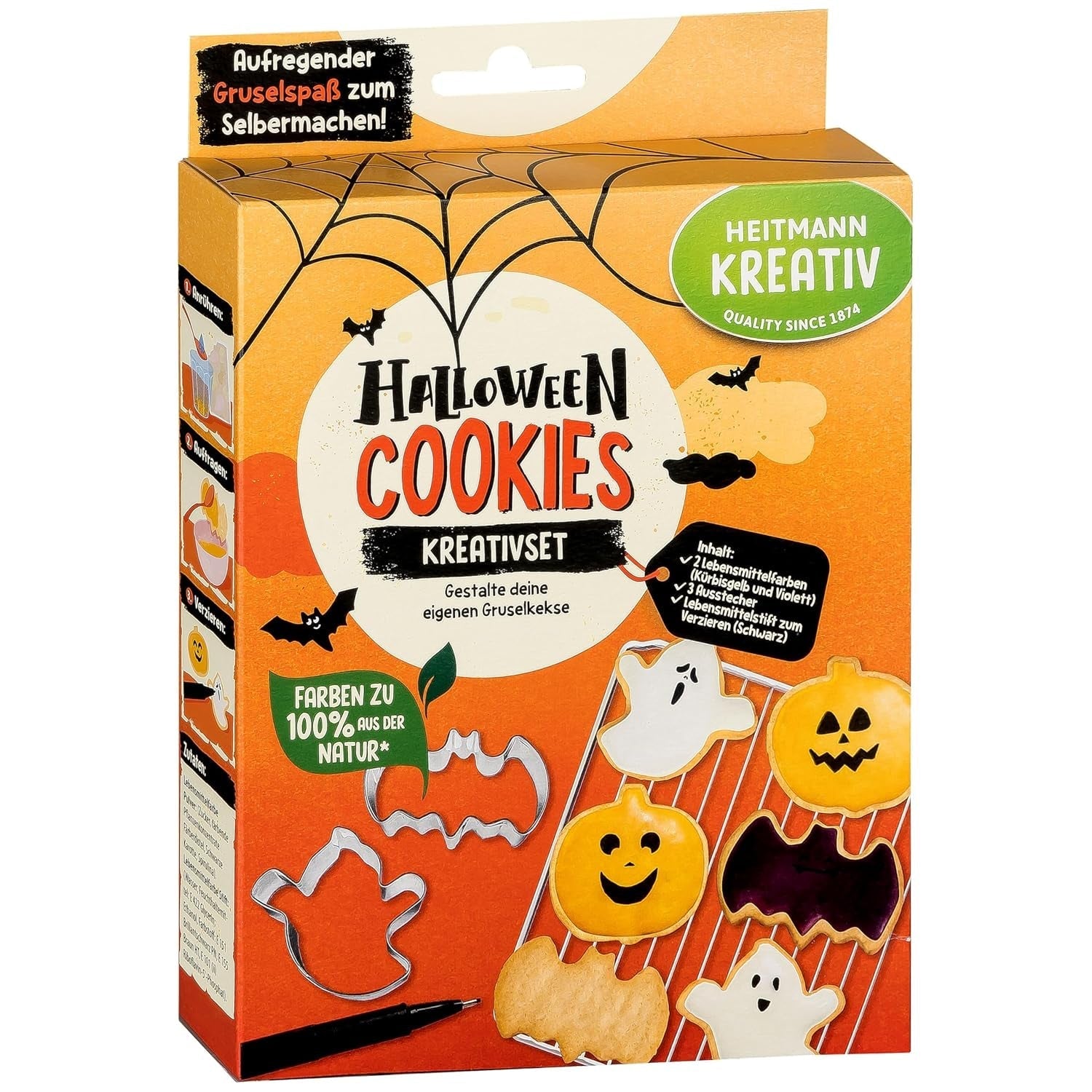 HEITMANN KREATIV - Ensemble créatif de chewing-gum aux fruits d'Halloween - Colorants en poudre à base de plantes - Rose - Chewing-gums aux fruits en forme de fantôme DIY avec saveur de framboise