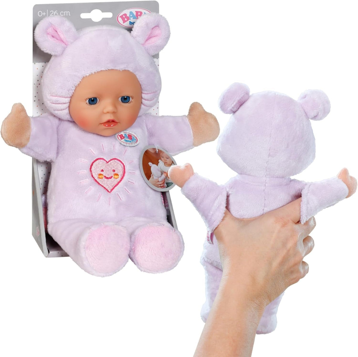 BABY Born for Babies Maus 26cm, weiche 26 cm Puppe mit Öhrchen und Fingertaschen, für Neugeborene, 836590 Zapf Creation