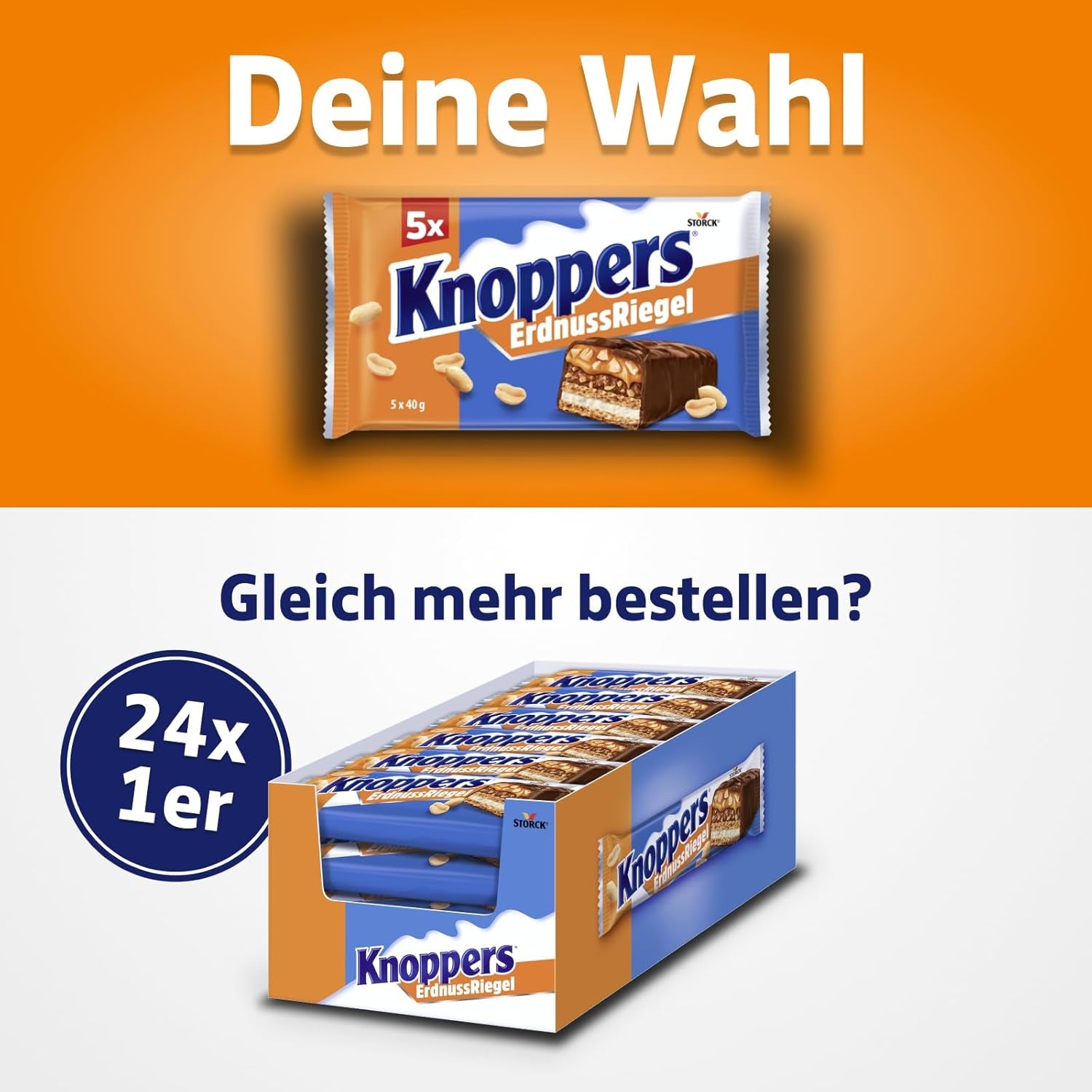 Knoppers Peanut Bar – 1 x 200g (5 barres) – Barre de chocolat au lait avec crème de cacahuète, cacahuètes salées hachées, caramel et chocolat au lait