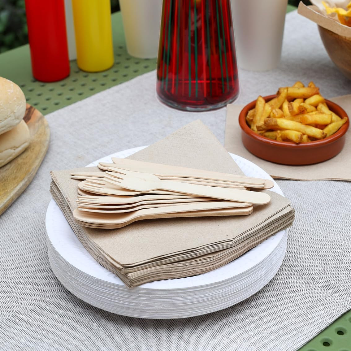 Type de table | Lot de 100 serviettes en papier recyclé souple marron, jetables, pour fête, adaptées à un usage quotidien, kraft écologique, non blanchi, compostables, fabriquées dans l'UE, 2 épaisseurs, 33 cm