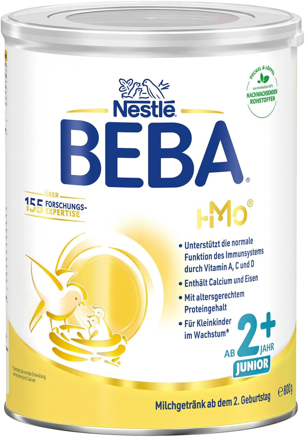 Boisson lactée BEBA Junior 2+ à partir de 2 ans, Avec HMO, Teneur en protéines adaptée à l'âge, Lactose uniquement, Sans huile de palme, Sans huile de poisson, Aliments pour tout-petits, Lait en poudre pour bébé, Lot de 3 (3 x 800 g)