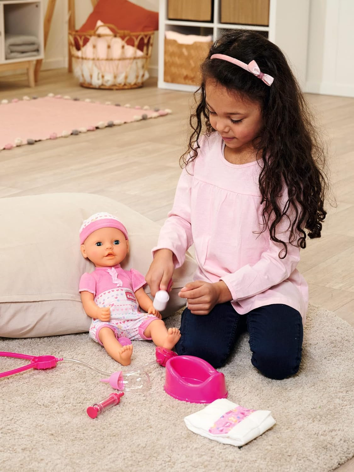 Simba 105562487 - Set d'alimentation nouveau-né, tétine, couche et biberon disparaissant pour poupées de 38 à 43 cm