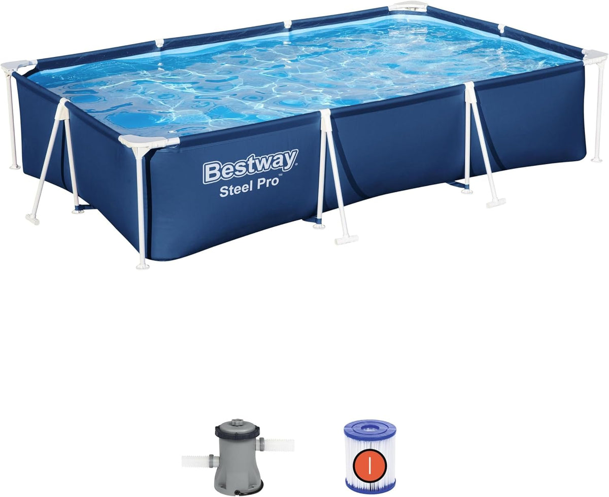 Bestway Steel Pro Ensemble de piscine rectangulaire 3,00 m x 2,01 m x 66 cm Bleu