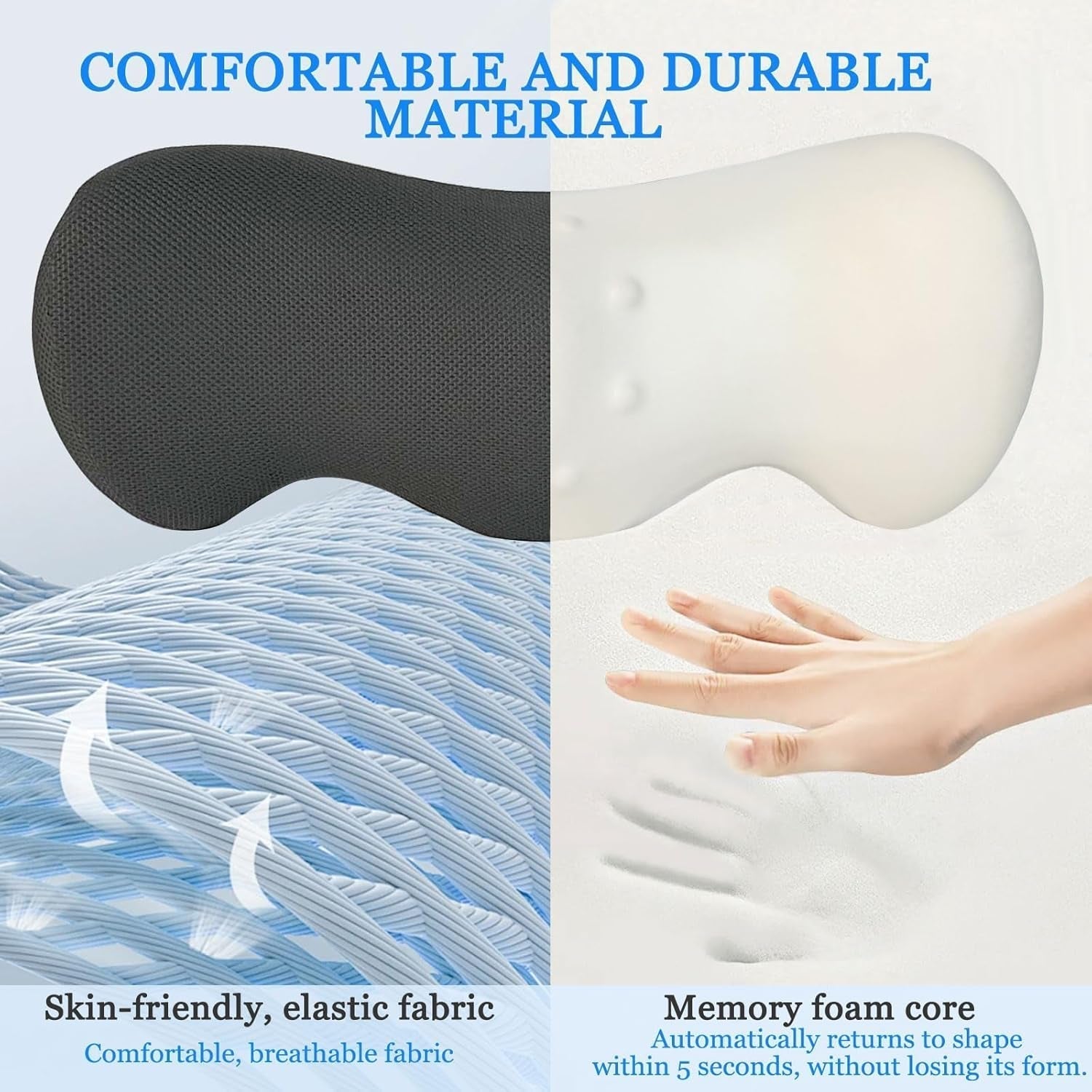 TFCIOD Pernă de susținere lombară, pernă de confort a coloanei vertebrale din spumă de memorie, pernă lombară, pernă de susținere a spatelui cu design ergonomic pentru ameliorarea durerii, pernă sciatică pentru pat, canapea, mașină (gri) Perne lombare Naty Shop