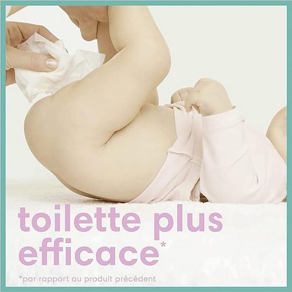 Lingettes Pampers Sensitive pour bébé, 624 lingettes (12 x 52), non parfumées, pour un nettoyage doux et doux (paquet de 2)