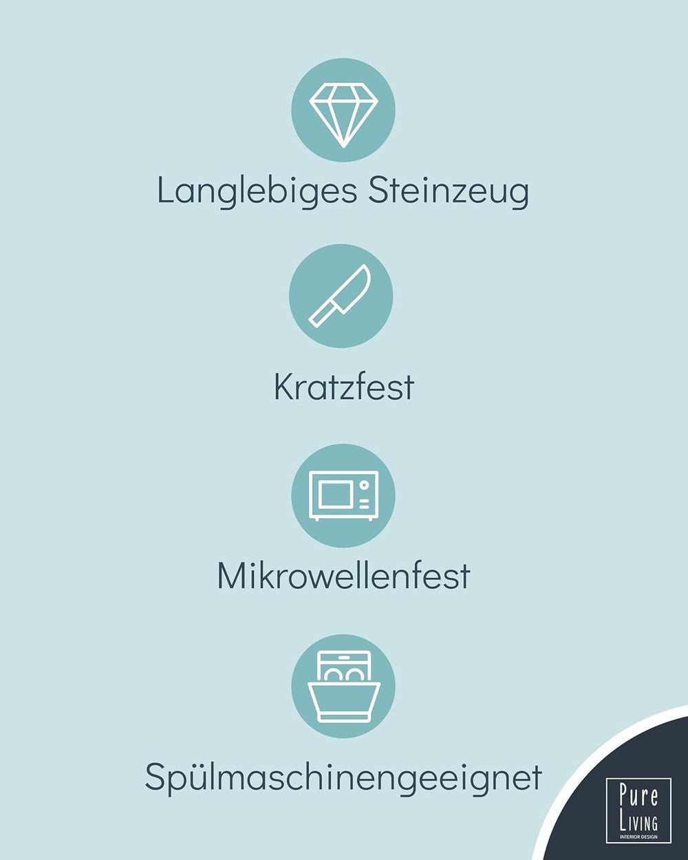 Service de table 18 pièces en grès cérame pour 6 personnes, design Ibiza, GAGNANT DU TEST. Un magnifique ensemble de vaisselle méditerranéenne en grès céramique comprenant des bols et des assiettes. Service de table Pure Living en bleu fumé.