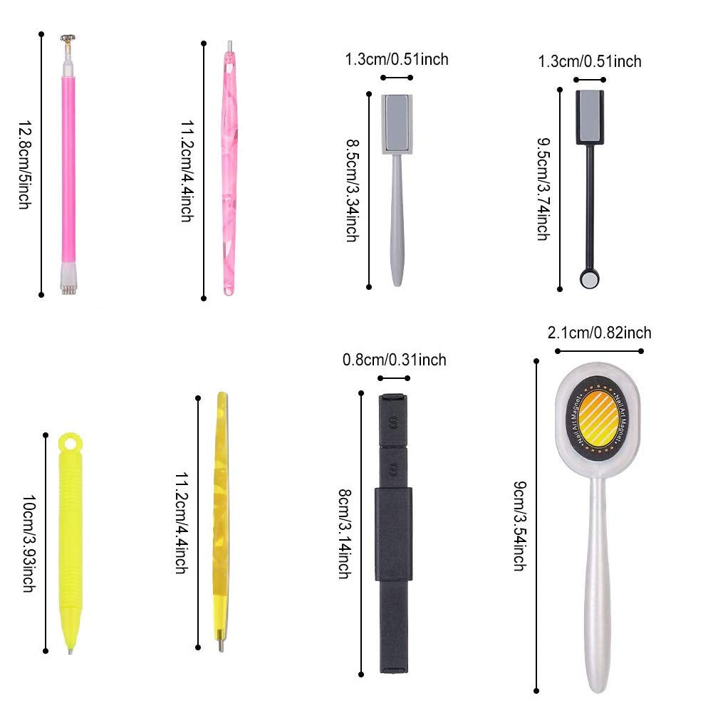 Nail Art Werkzeug Magnetstift, 10 Stück Nagel Magnet Stick Tool Set, Nagel Magnet Stift et Starker Magnet Stock Punktierungsstifte for DIY 3D Magnetics Katzenauge UV Gel Polnisch Nagel Kunst