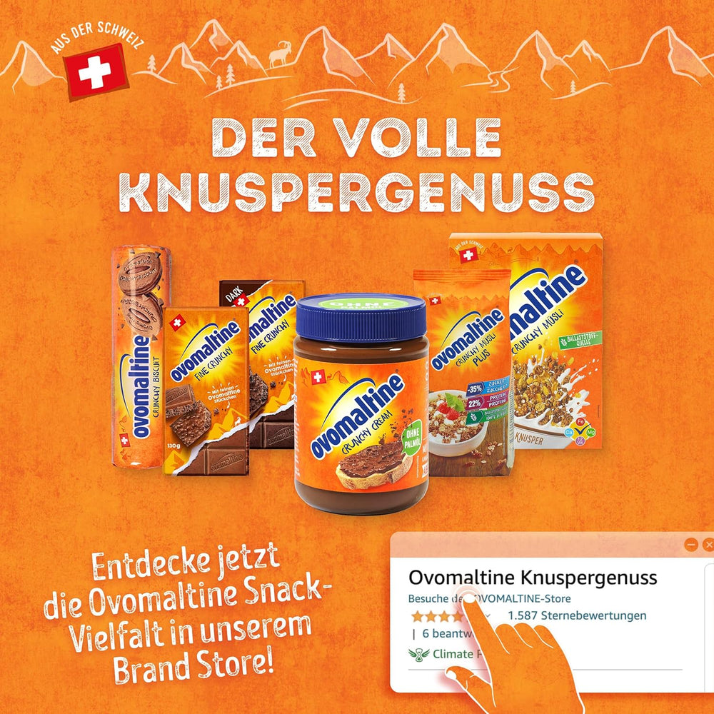 Ovomaltine OVO BREAK Gaufrette et Barre de Chocolat - une collation croustillante au goût incomparable de notre populaire Crème Crocante, naturellement sans huile de palme (4 x 39g)