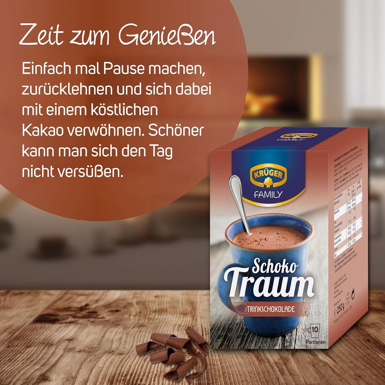 KRÜGER Family, Cacao en poudre pour chocolat chaud, 8 boîtes x 10 sachets, 8 x 250 grammes Cacao et Chocolat Chaud Naty Shop