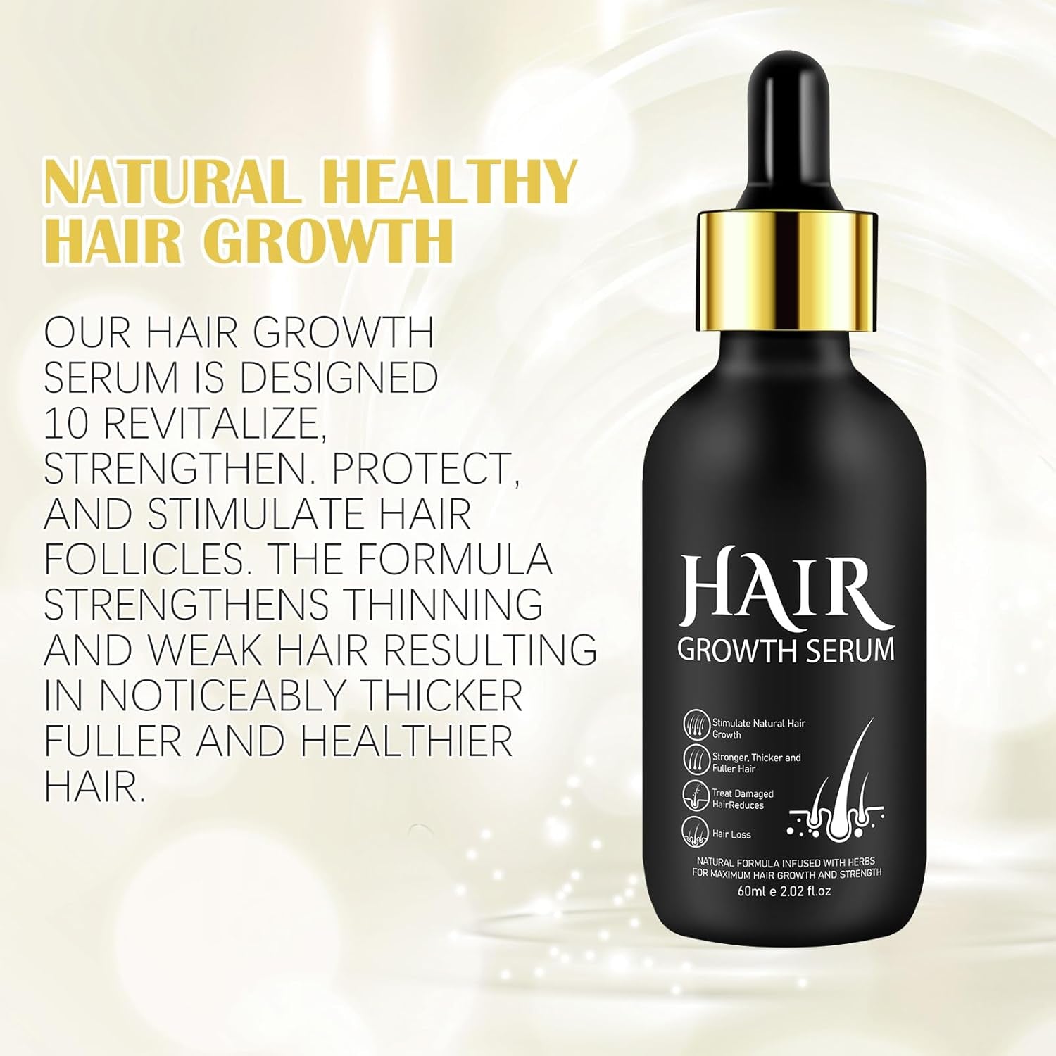 Huile de Croissance Capillaire Bio 5% - Solution Usage Externe - Croissance et Épaississement des Cheveux - Pour Chute de Cheveux Masculine et Cheveux Clairsemés - Réactive les Follicules Rétrécissants - Distributeur à Pompe Précis, 60ml Soin Capillaire Naty Shop