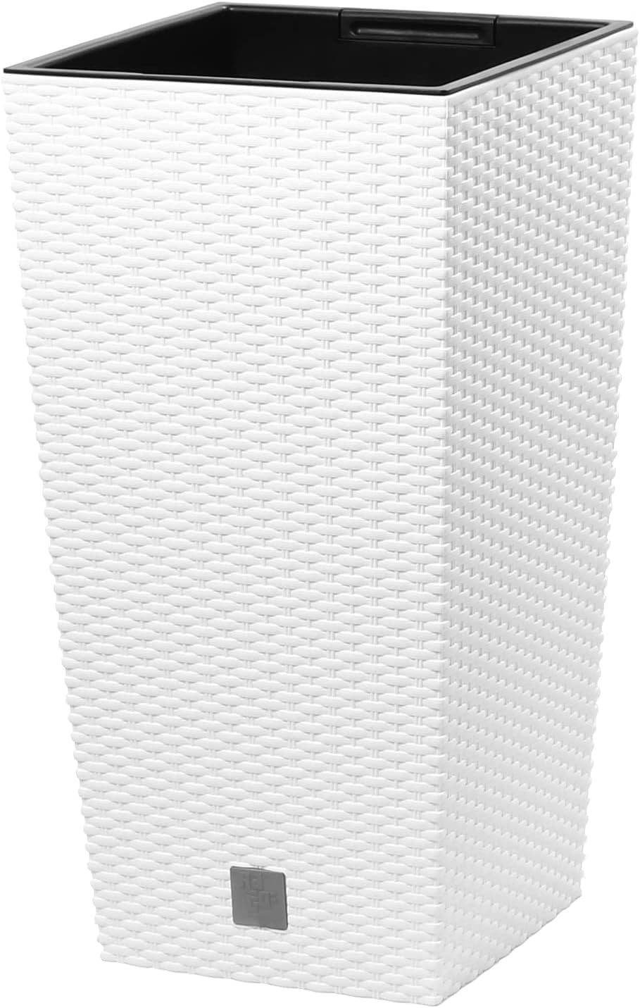 Pots/pots Prosperplast aspect rotin avec insert | 26,5 x 26,5 x 50 cm | anthracite | résistant aux intempéries et aux UV | en plastique robuste | pour intérieur et extérieur