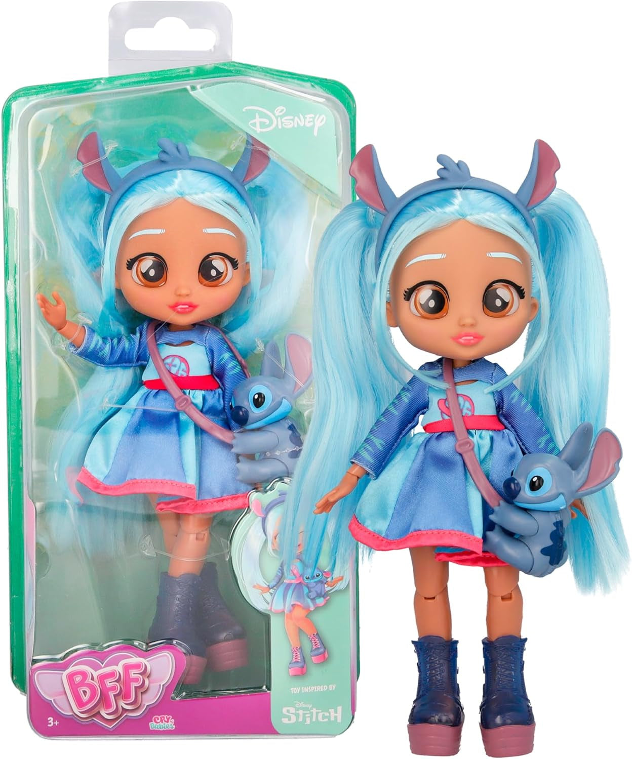 BFF by Cry Babies Disney Stitch, BFF Fashion Doll dans une tenue Stitch et des accessoires, y compris des accessoires de style, des jeux et des accessoires pour les enfants de 3 ans