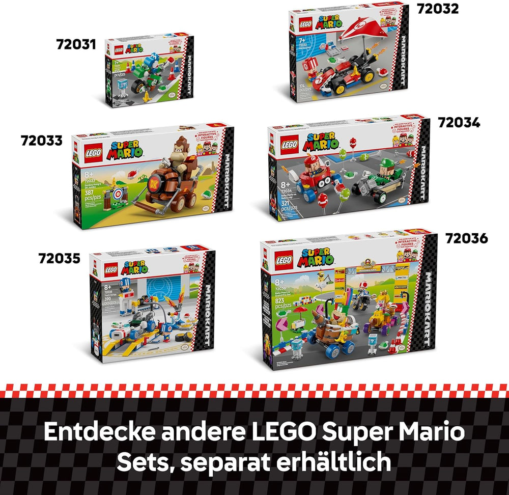 LEGO Super Mario : Mario Kart – Ensemble de garage de Toad, jouet mécanique Nintendo avec 2 figurines de personnage de crapaud bleu pour un jeu indépendant, cadeau d'anniversaire pour garçons, filles et joueurs âgés de 8 ans et plus 72035