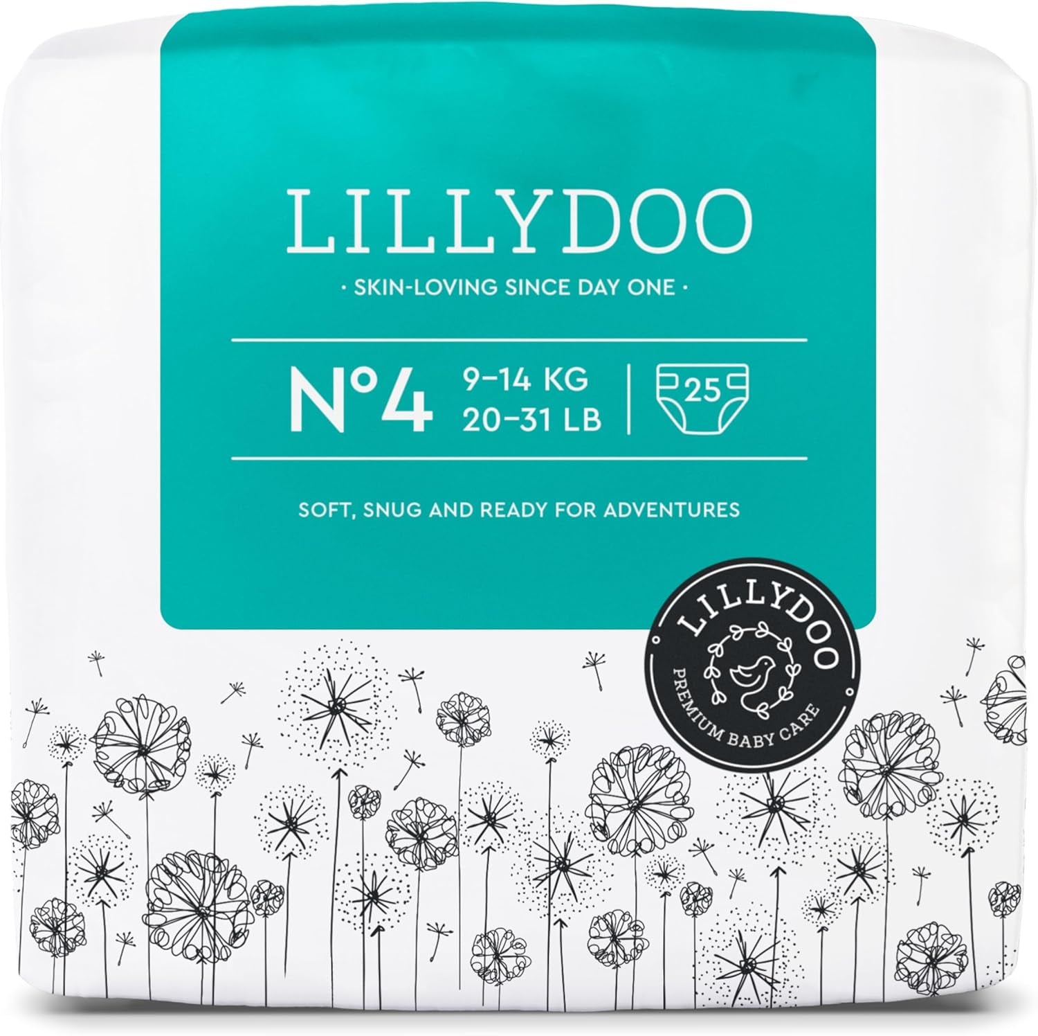 LILLYDOO Couches pour bébé respectueuses de la peau - Taille 3 (6-10 kg), 29 pièces, protection fiable contre les fuites, douces, sans parfum et sans lotion pour peaux sensibles, testées dermatologiquement