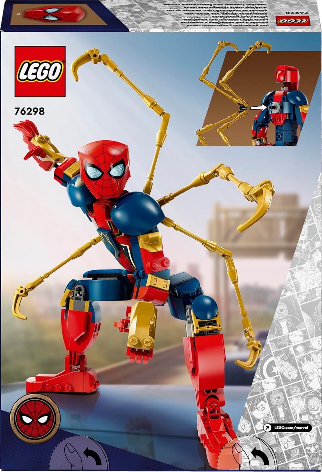 Figurină de construcție LEGO Marvel Iron Spider-Man, jucărie de acțiune cu supereroi pentru copii cu vârsta peste 8 ani, băieți și fete, set cu armură, model construibil, idee de cadou Avengers pentru fanii filmelor Marvel 76298 Seturi de constructie Besuche den LEGO-Store